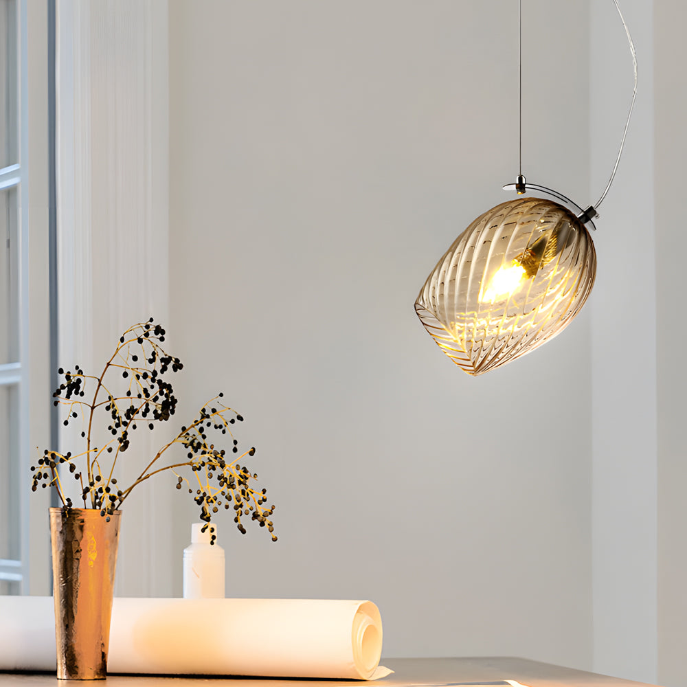 Modern bud cup gray metal pendant lighting, Lighom — Warm White (3000K) / Green