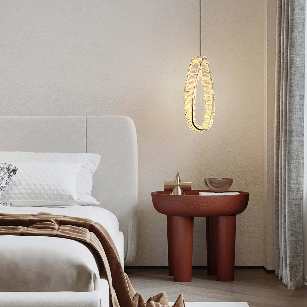 Modern ring circle white crystal glass metal pendant lighting