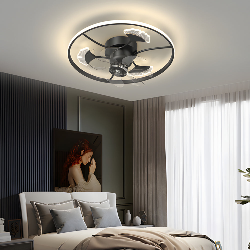 Round Ginkgo Leaf 3-Step Dimming Modern Ceiling Fan