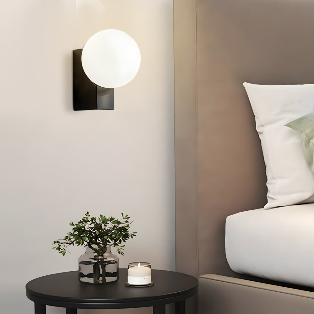 Cream White Glass Ball LED Wall Light with Dimmable Feature-Lighom