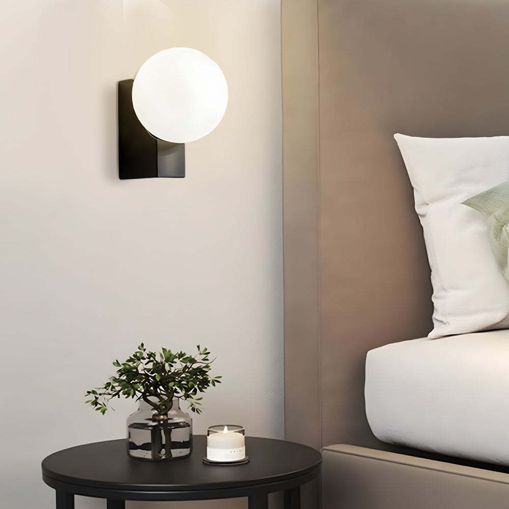 Cream White Glass Ball LED Wall Light with Dimmable Feature-Lighom