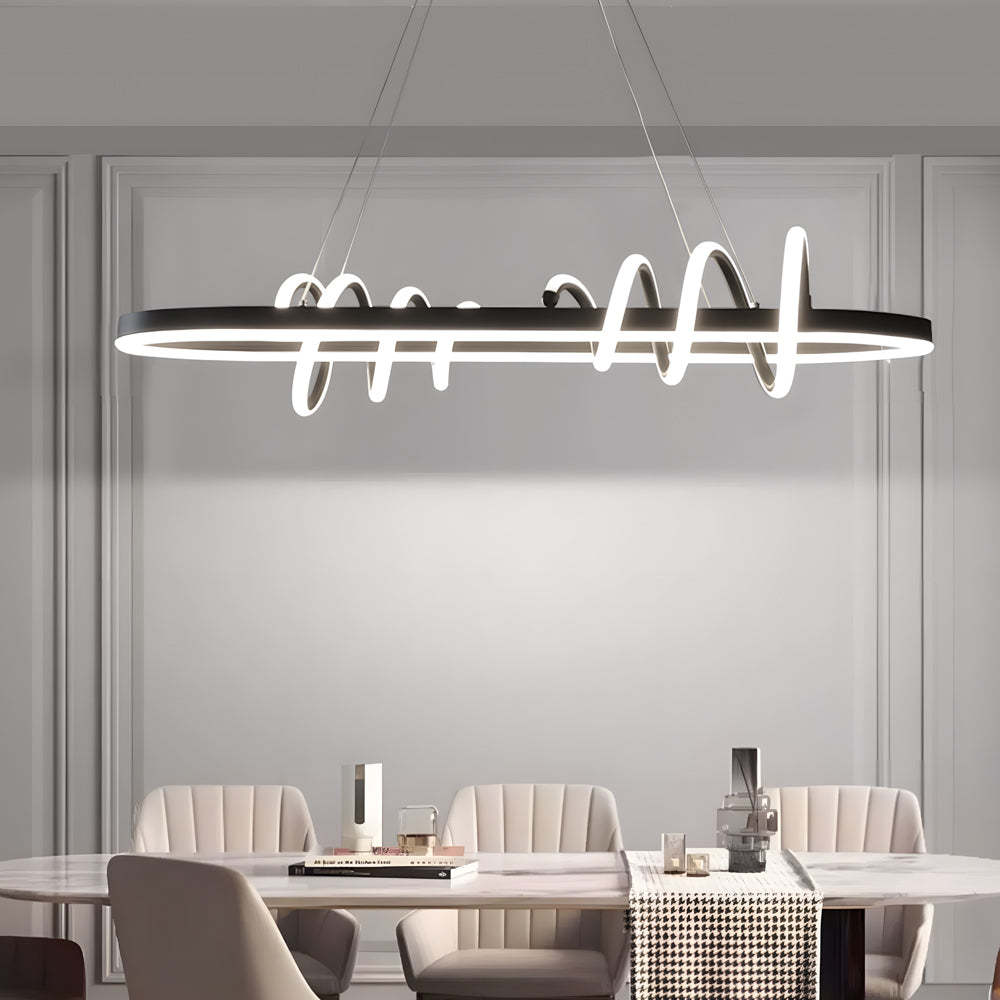 LED Dimmable Spiral Line Dining Chandelier