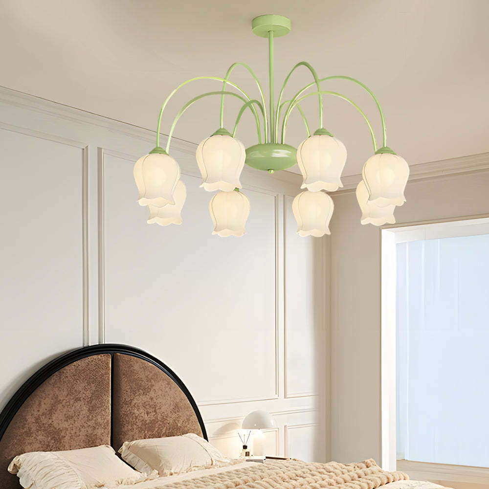 8-Head Pastoral Bell Orchid Flower French Chandelier