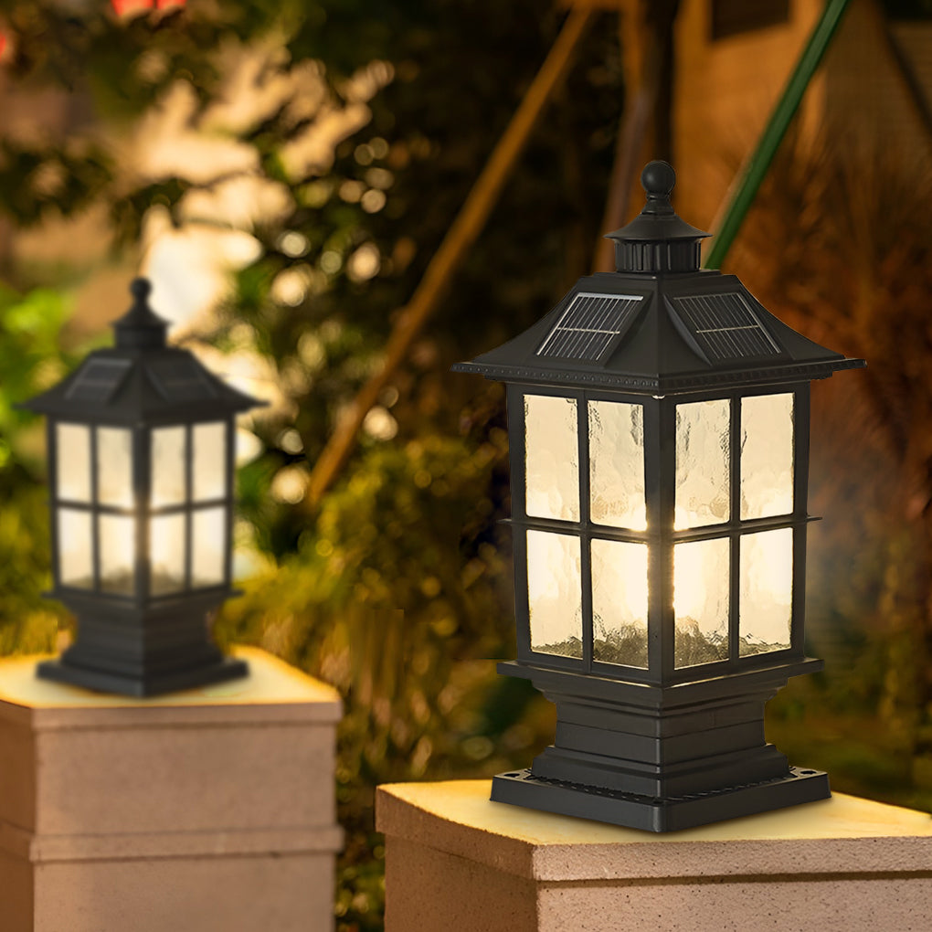 Lighom industrial cap black outdoor post lights in metal — Set of 2