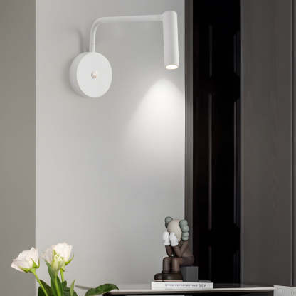 Black/White Tube LED Swing Arm Wall Light Adjustable Wall-Mounted Spotlight Bedroom Sconce Lamp-Lighom