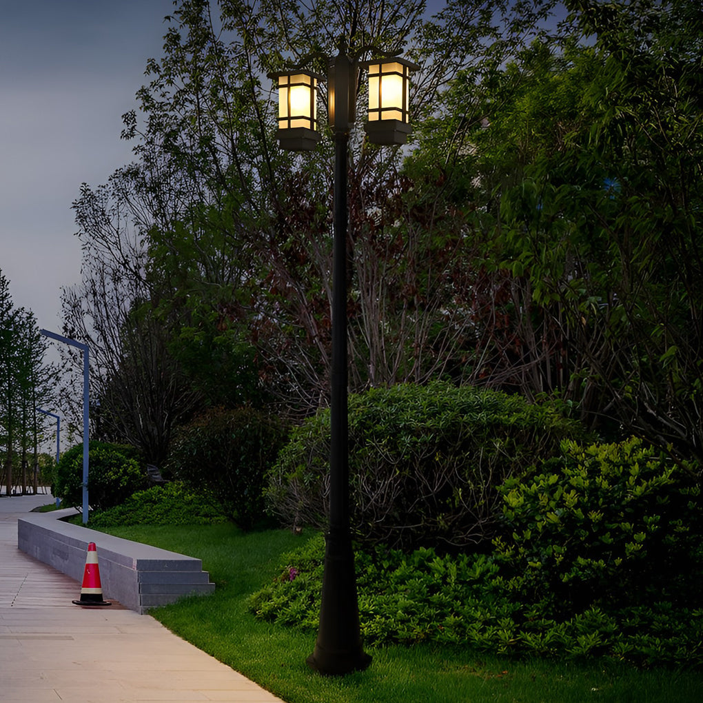 3 Lights Waterproof Black Modern Outdoor Post Lights Public Lighting-Lighom