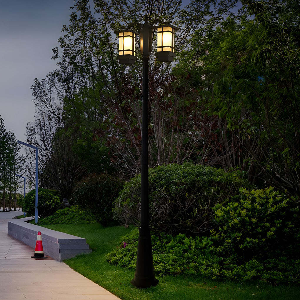 3 Lights Waterproof Black Modern Outdoor Post Lights Public Lighting-Lighom