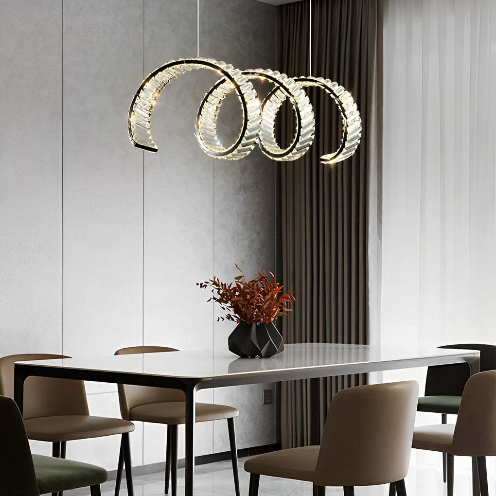 Crystal Wave Dimmable LED Modern Dining Chandelier