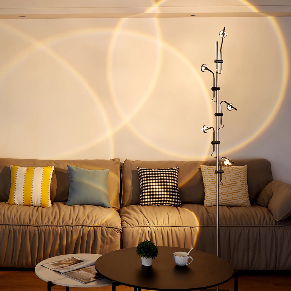 Industrial Multi-Angle Task Lighting Chrome Floor Lamp-Lighom