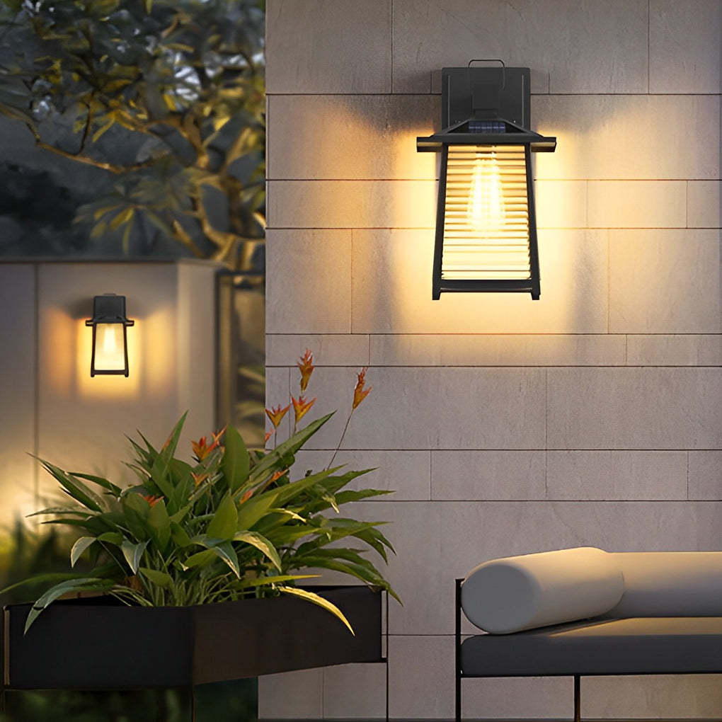 Thickened Glass Black Retro Solar Outdoor Wall Light
