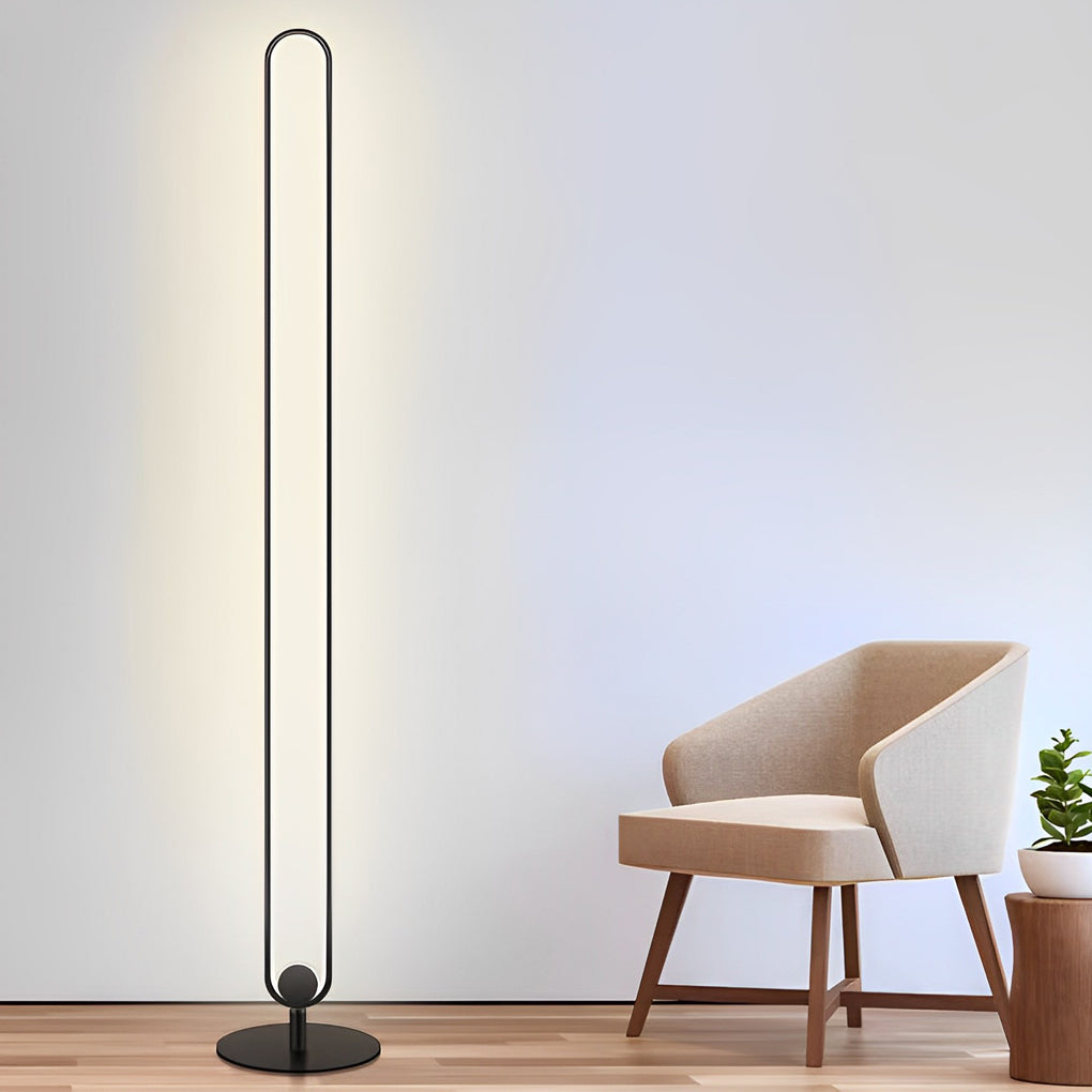 Black metal oval standing floor lamps - modern — Brushed Gold