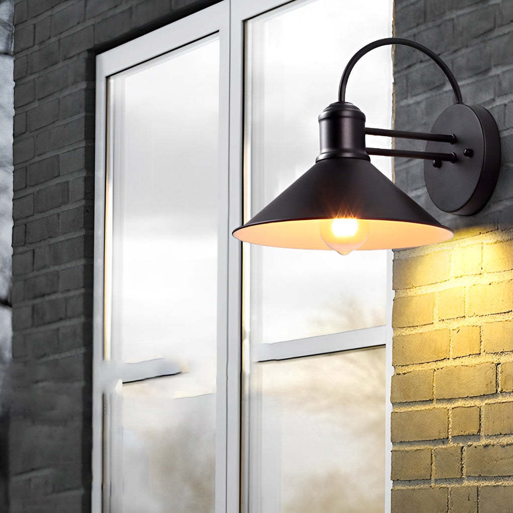 Retro Conical Iron Waterproof Industrial Style Outdoor Wall Lamp Exterior Lights-Lighom