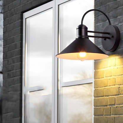 Retro Conical Iron Waterproof Industrial Style Outdoor Wall Lamp Exterior Lights-Lighom