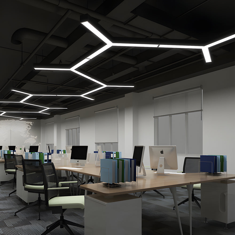 Modern Seamless Y-Shaped Linear LED 4-Piece Office Pendant