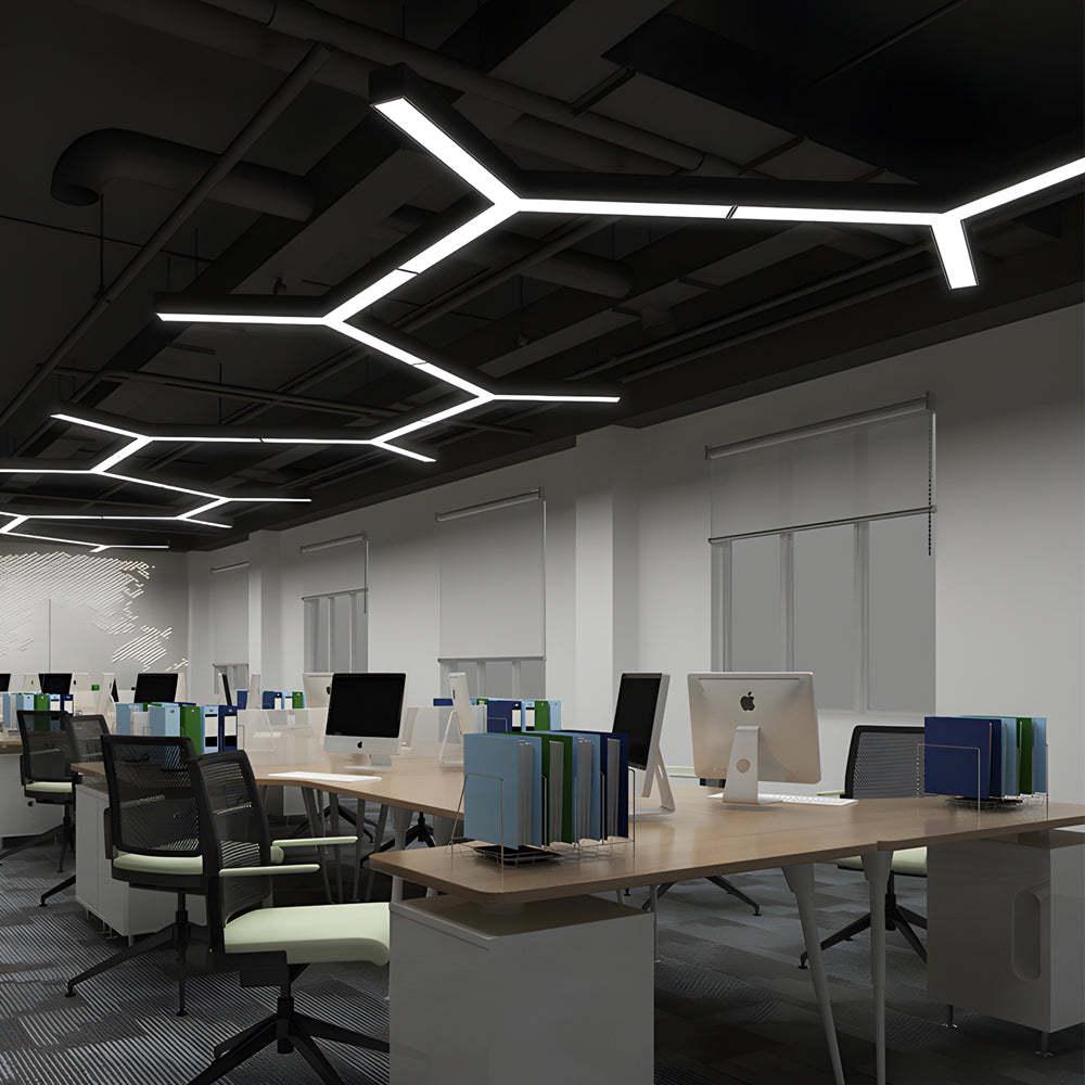 Modern Seamless Y-Shaped Linear LED 4-Piece Office Pendant