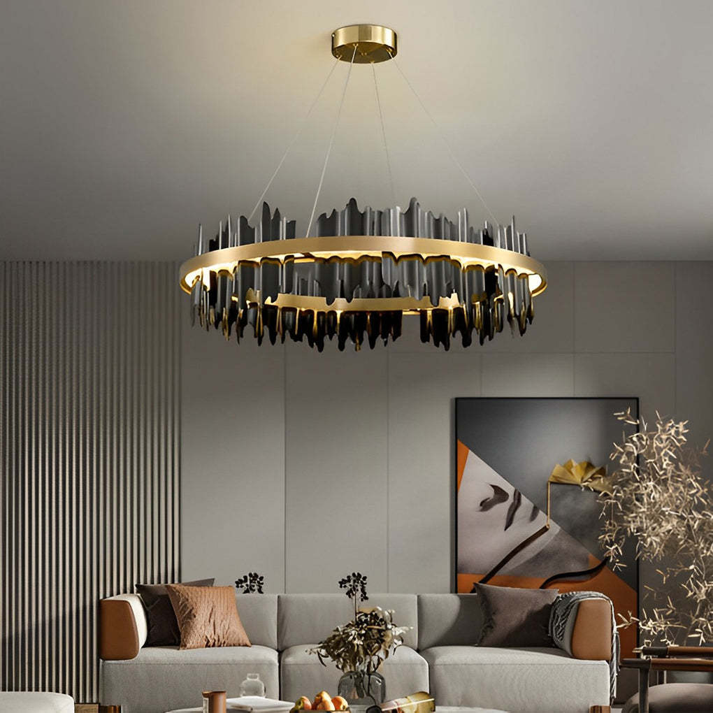 Circular Metal Dimmable LED Postmodern Chandelier