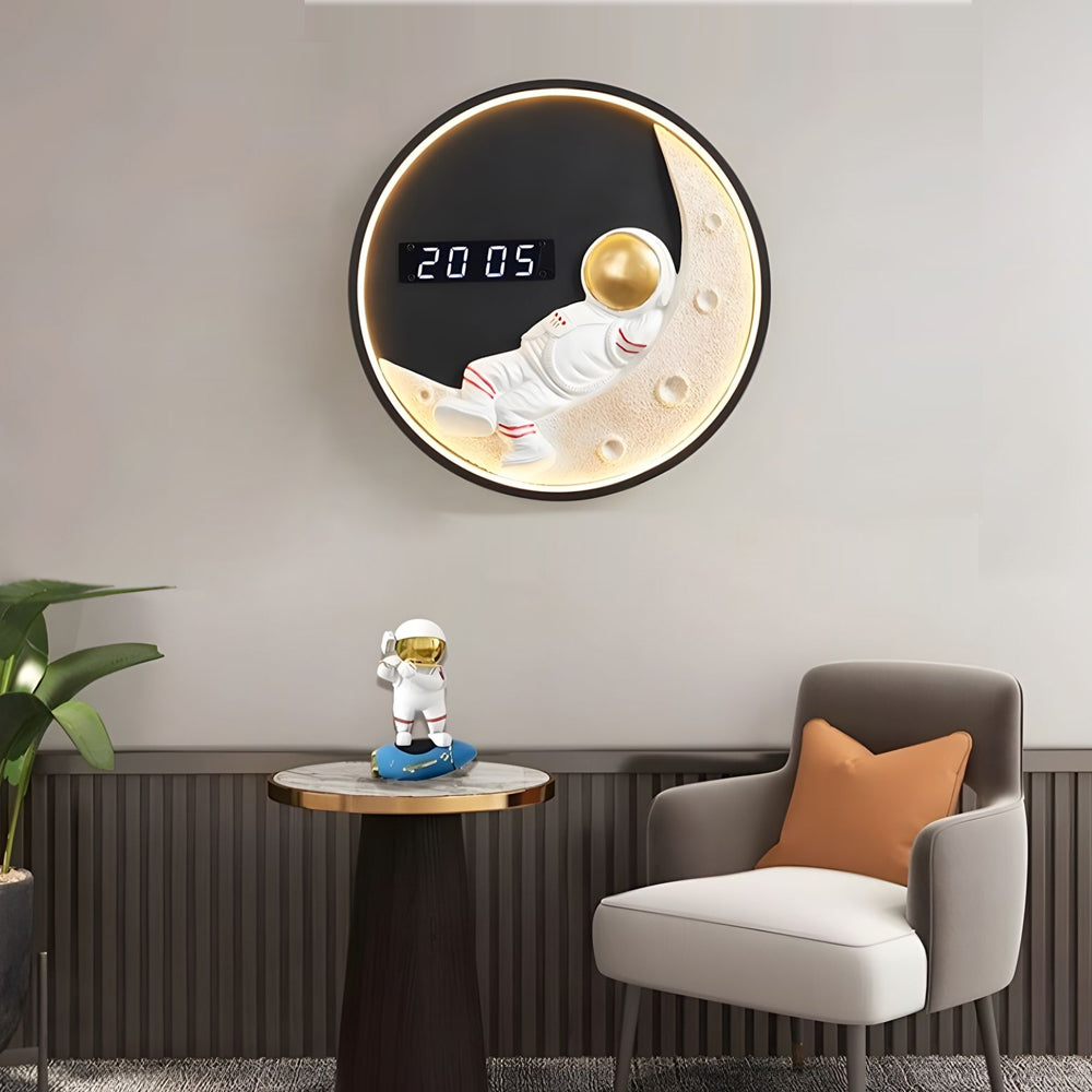 Moon LED Wall Light Wall Digital Clock Astronaut Decor 3 Color Wall Lamp-Lighom