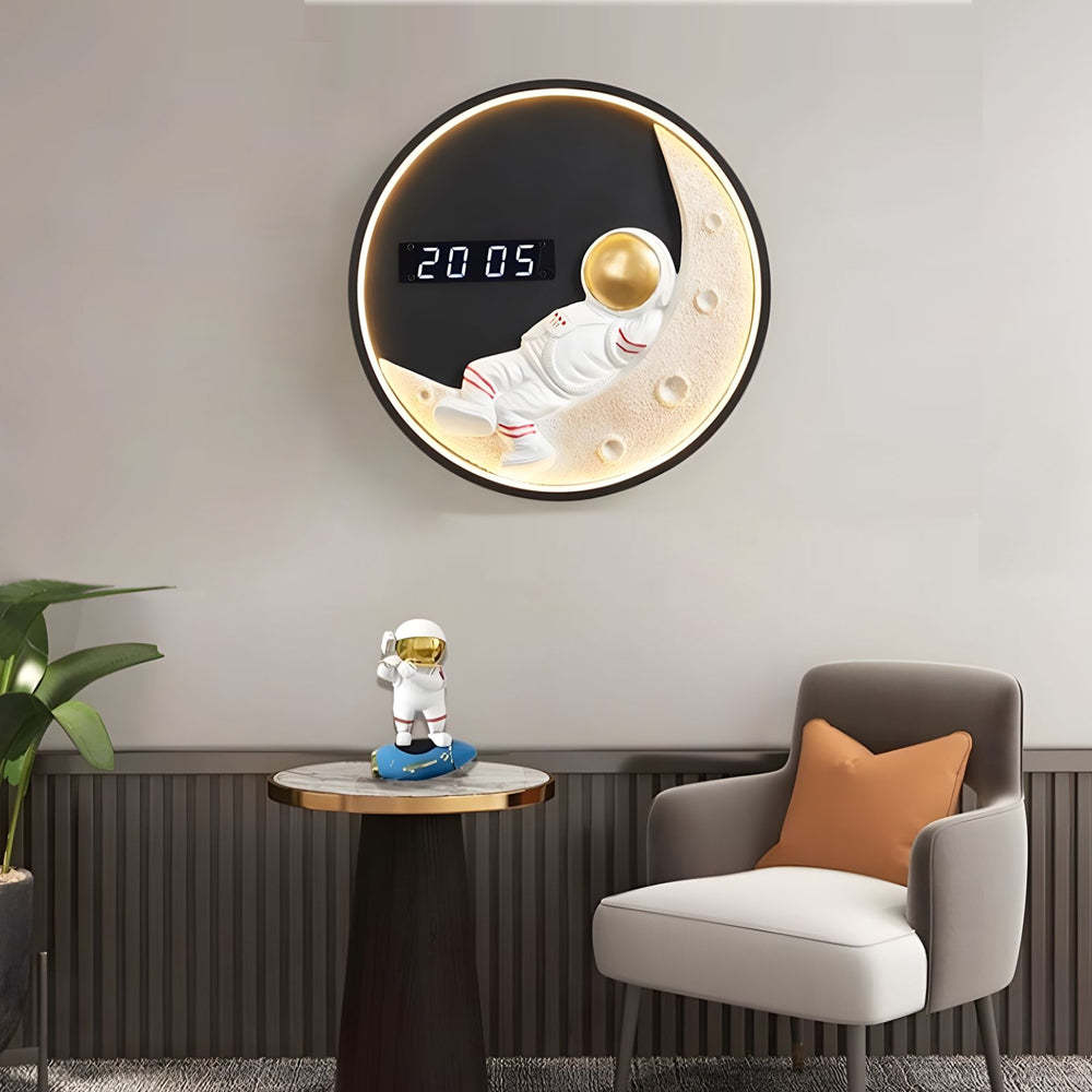 Moon LED Wall Light Wall Digital Clock Astronaut Decor 3 Color Wall Lamp-Lighom