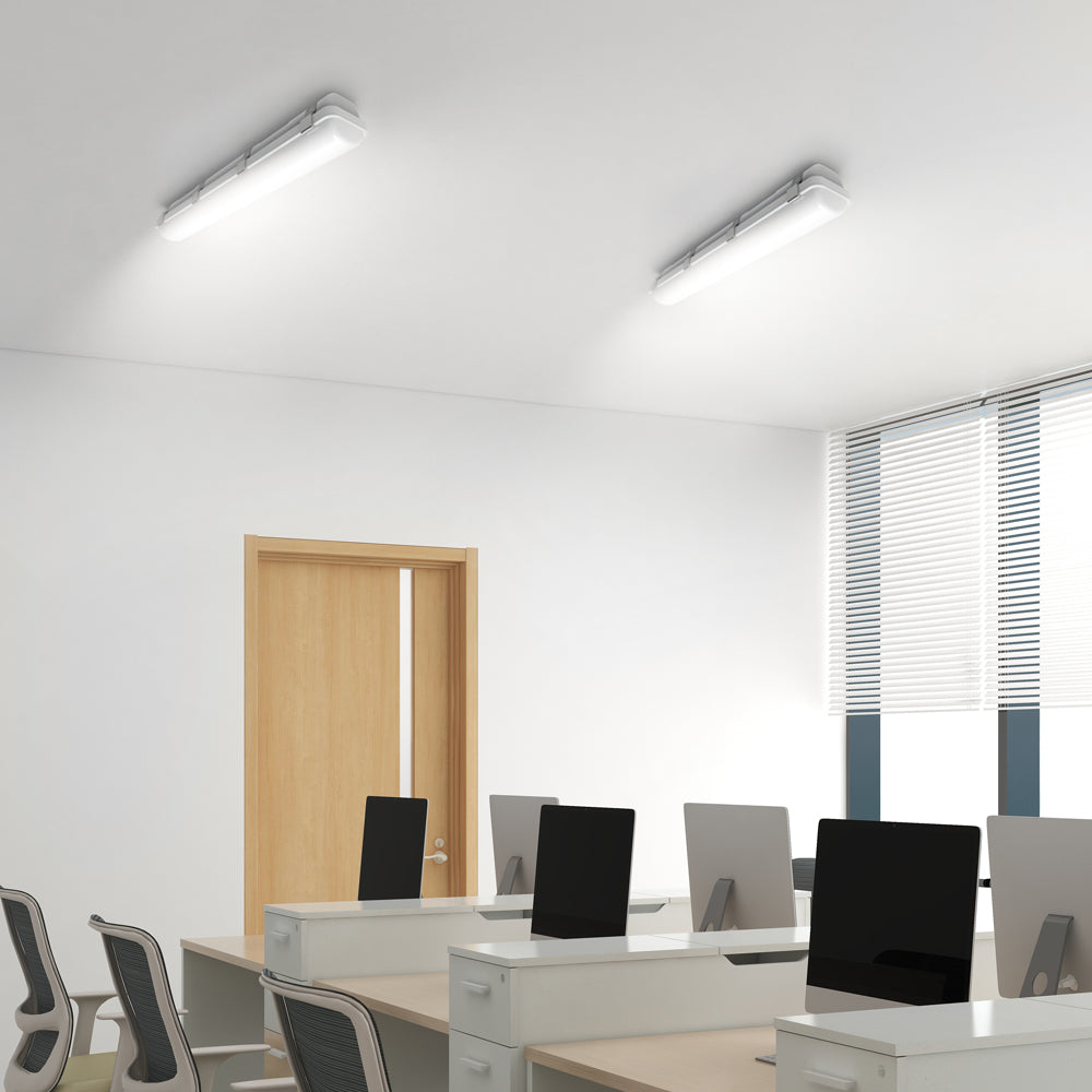 White Linear Vapor Tight LED Flush Mount Light