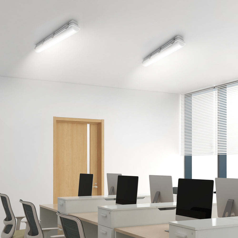 White Linear Vapor Tight LED Flush Mount Light