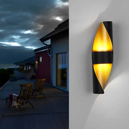 Spiral Exterior Up and Down Wall Lights Outdoor Wall Mounted Light with Gold Interior-Lighom