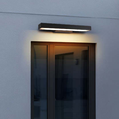 Outdoor Motion Sensor Black Rectangle Wall Light-Lighom