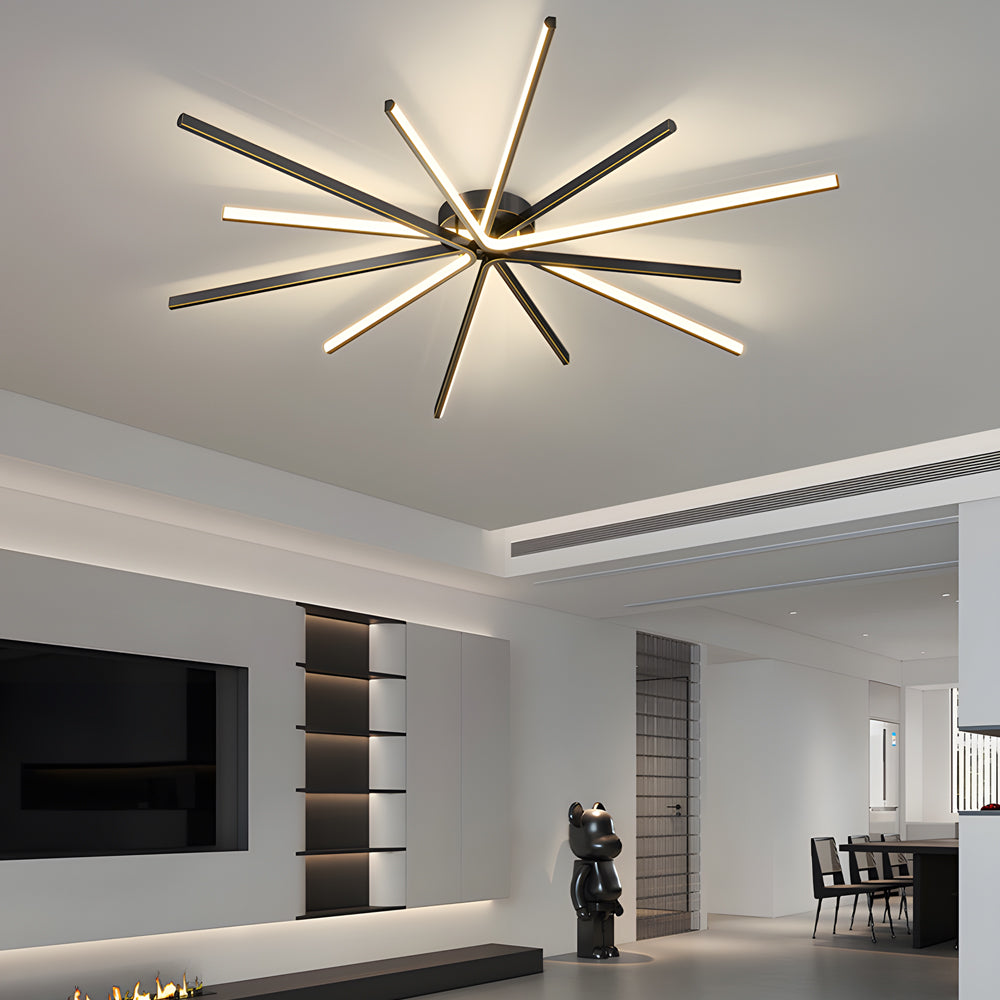 6-Light Copper Starburst Fireworks Ceiling Light