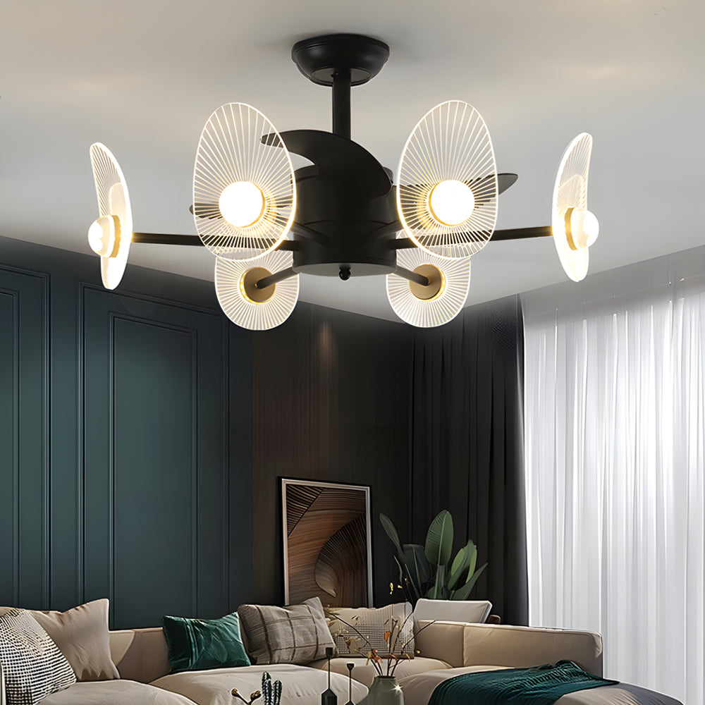 Round 3-blade acrylic synthetic metal ceiling fans for dining room
