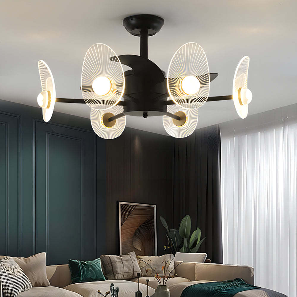 Round 3-blade acrylic synthetic metal ceiling fans for dining room