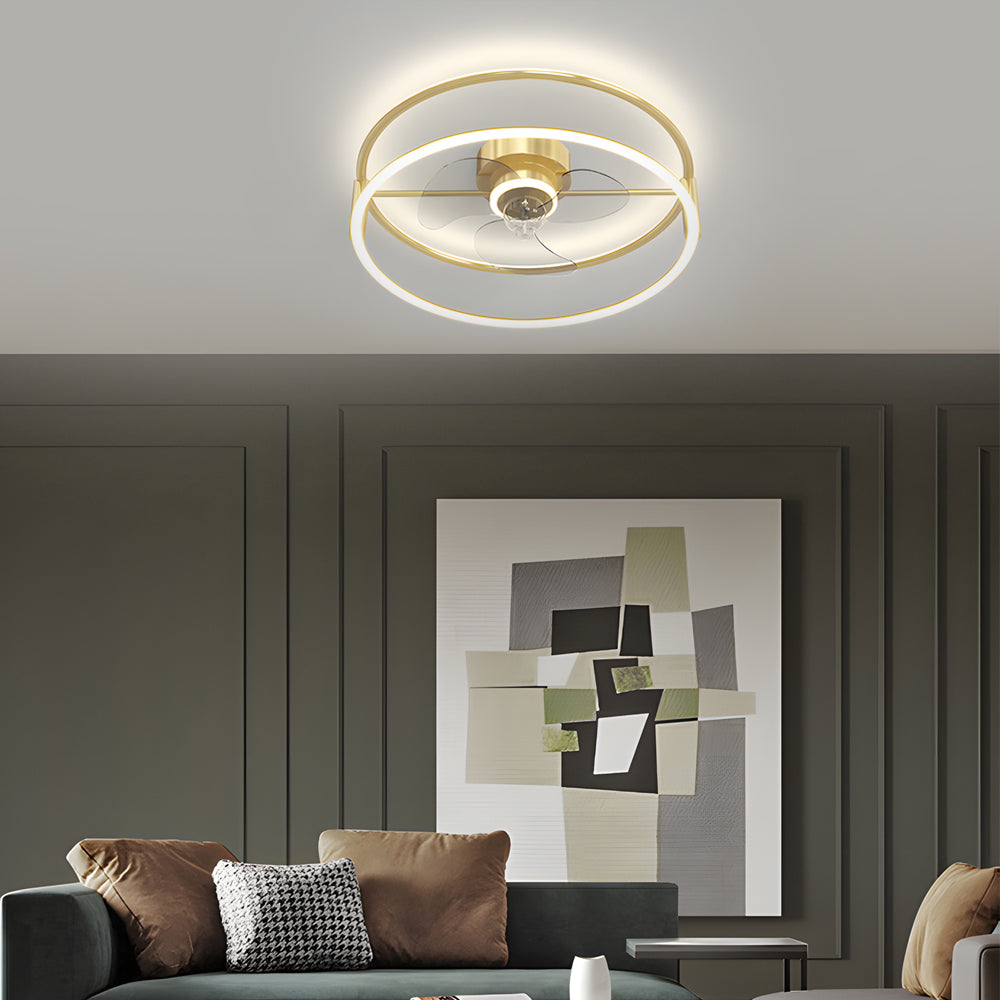Black modern 3-step bladeless ceiling fans — Brushed Gold