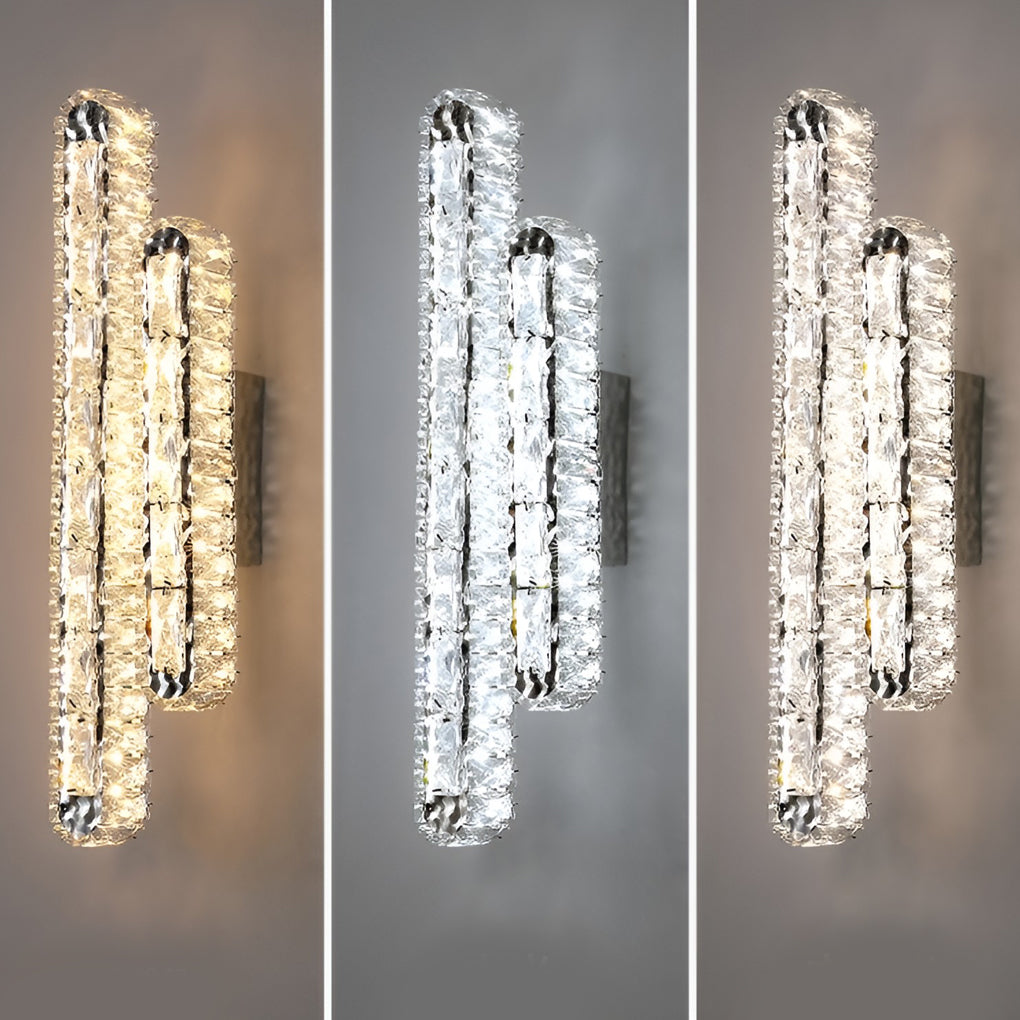 Double Strip Three Step Dimming Light LED Crystal Modern Wall Lamp Wall Sconce Lighting-Lighom