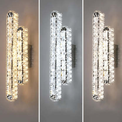 Double Strip Three Step Dimming Light LED Crystal Modern Wall Lamp Wall Sconce Lighting-Lighom