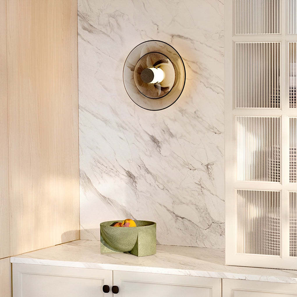 Double Layer Round Glass Electroplated Metal LED Nordic Wall Lights-Lighom