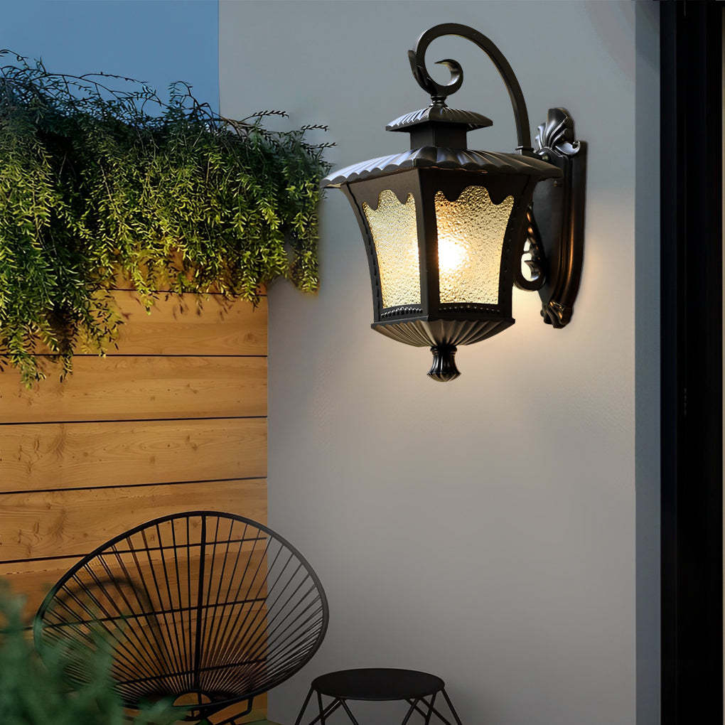 Creative Retro Glass Lantern Waterproof LED European-style Wall Lamp-Lighom