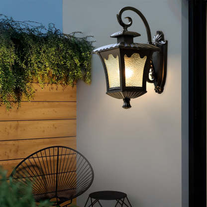 Creative Retro Glass Lantern Waterproof LED European-style Wall Lamp-Lighom