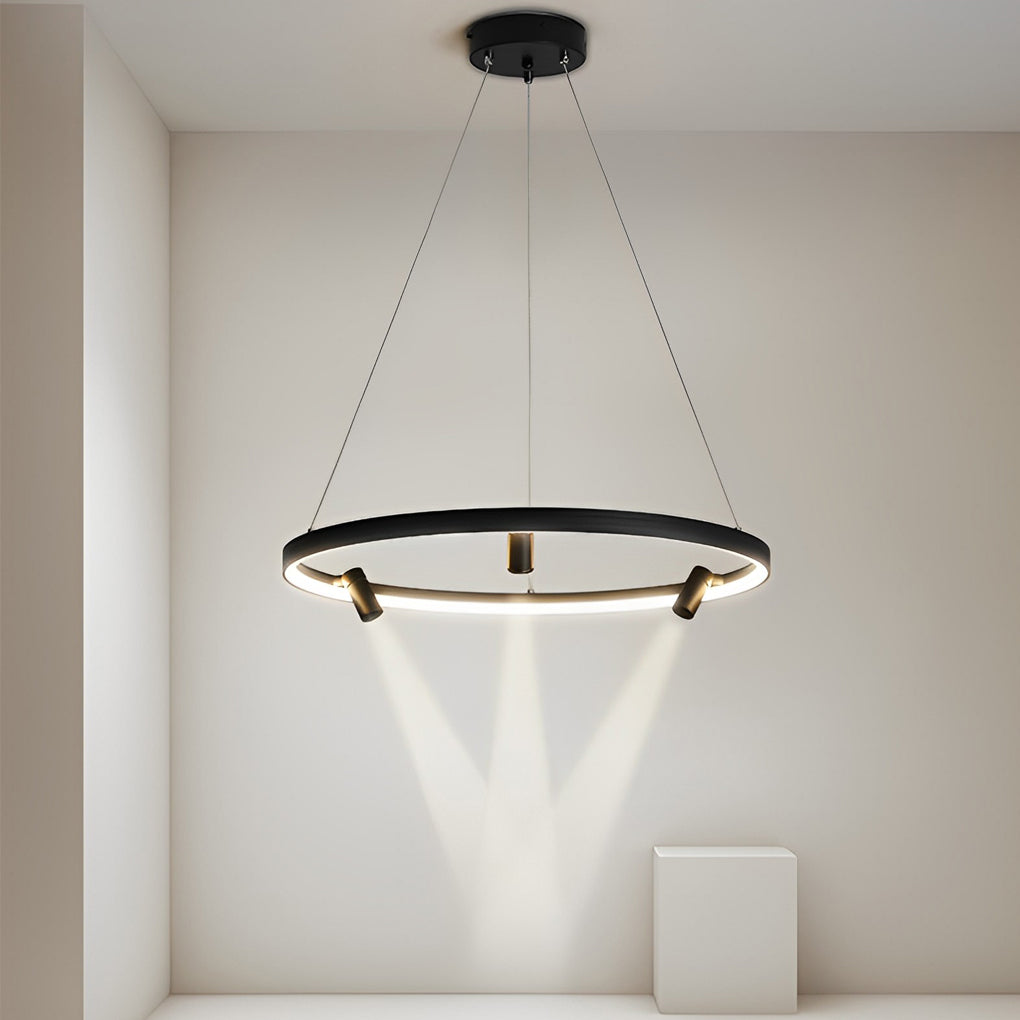 Round LED Chandelier with Adjustable Spotlight