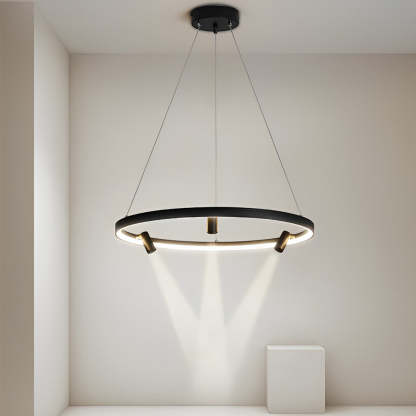 Round LED Chandelier with Adjustable Spotlight — White / 24''