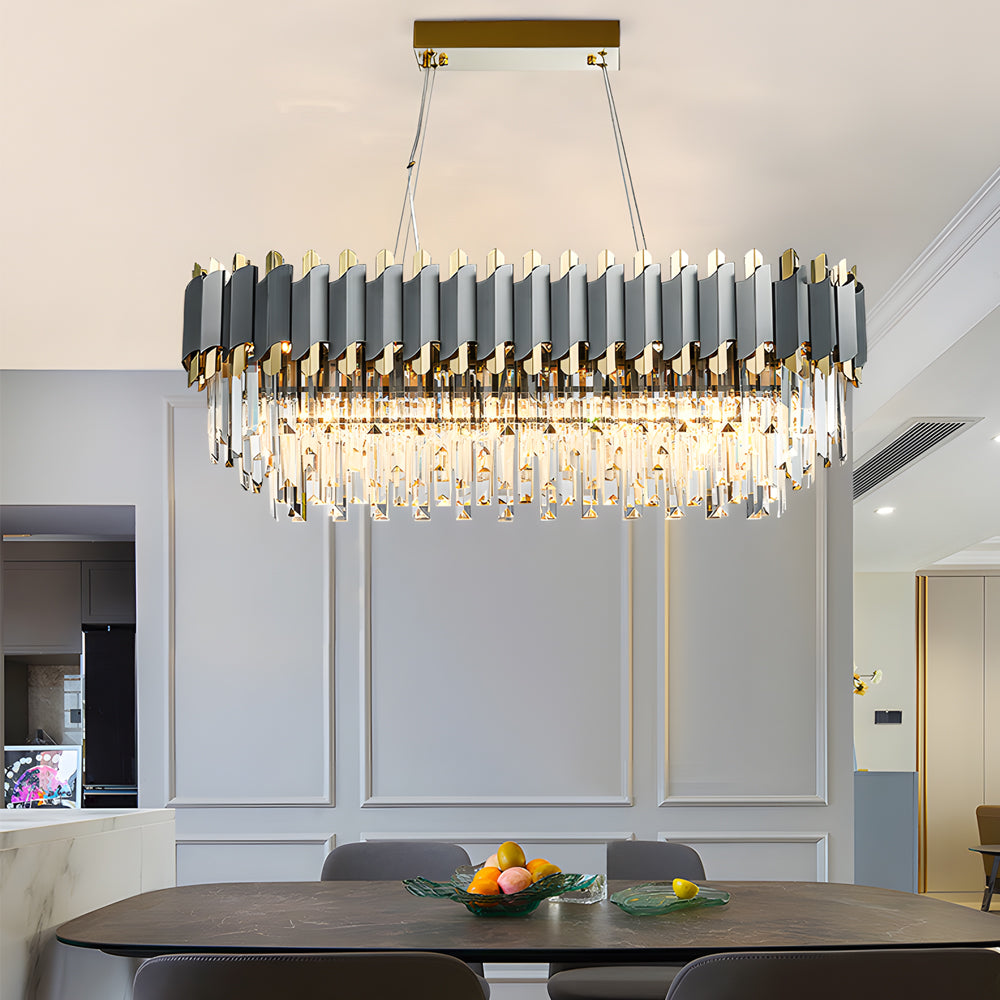 6/8-Light Crystal Layered Dining Pendant Chandelier