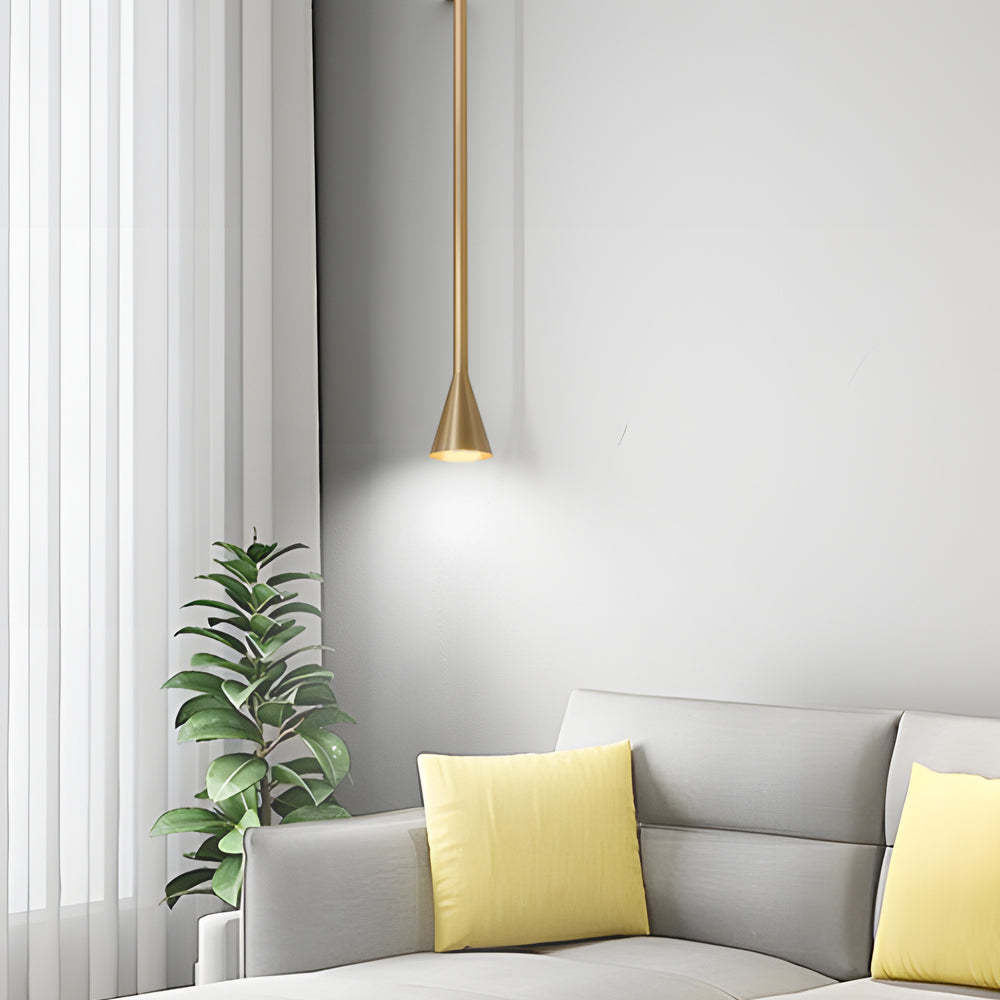 Modern Vertical Metallic Tube Cone Pendant Light