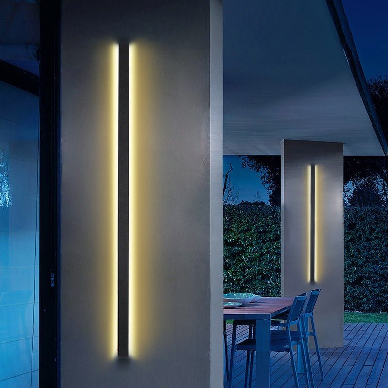 Black Long Strip LED Waterproof Modern Outdoor Wall Lights Porch Lights-Lighom