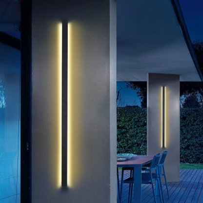 Black Long Strip LED Waterproof Modern Outdoor Wall Lights Porch Lights-Lighom