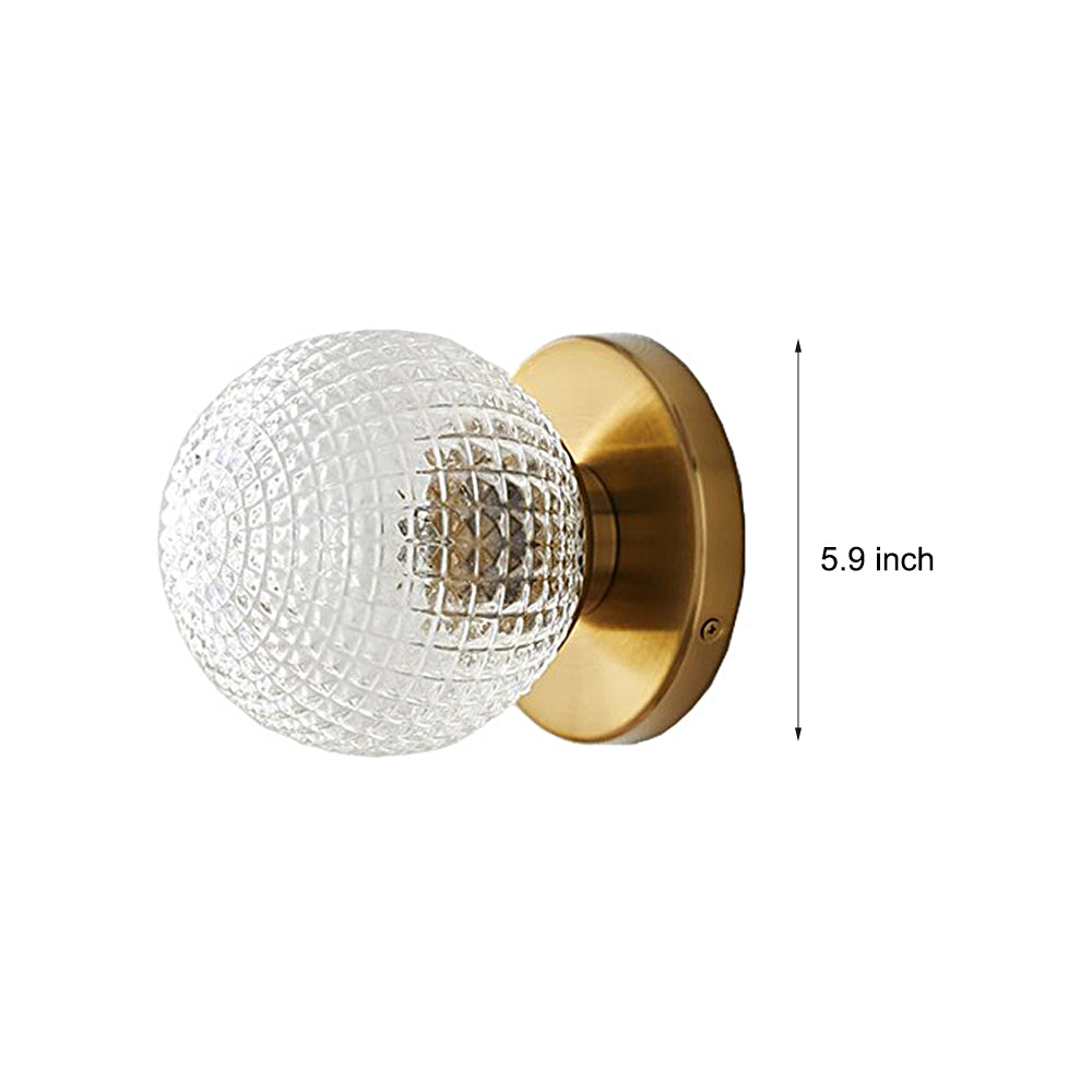 Glass Ball Copper Dimmable Modern LED Wall Light