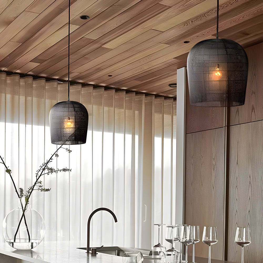 Iron Woven Wabi-Sabi Zen Japanese Chandelier