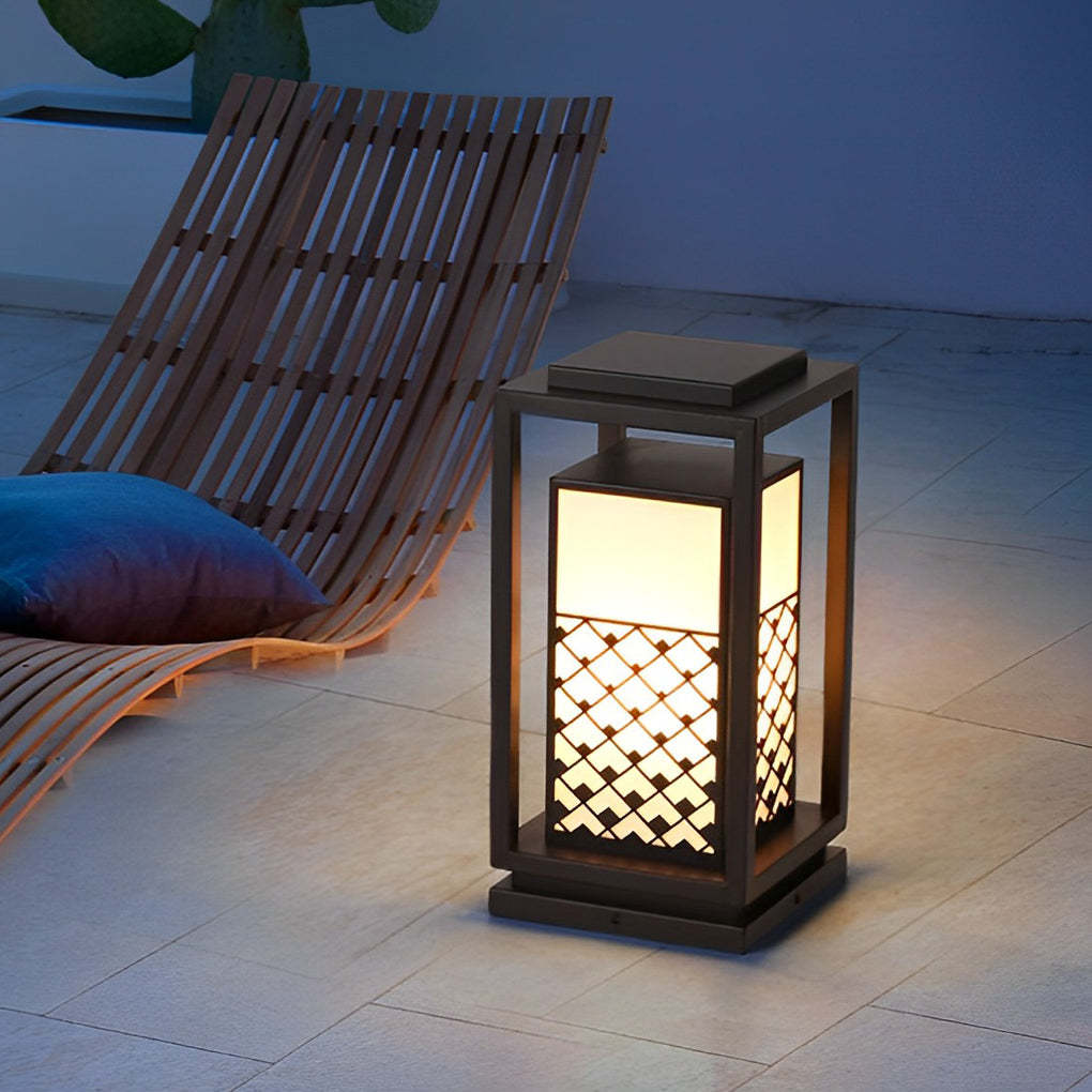 Retro Lantern Waterproof LED Black Modern Outdoor Lawn Lamp Solar Lights-Lighom