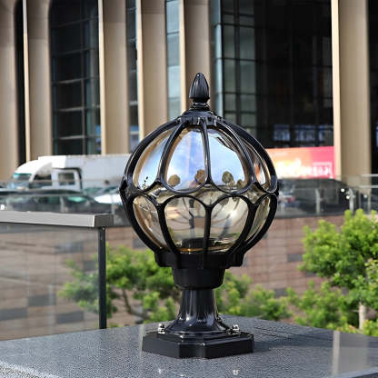 Vintage Outdoor Pier Mount Post Light with Glass Globe-Lighom