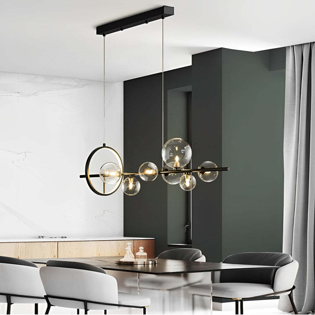 Circular Glass Bubble LED Black Nordic Dining Chandelier