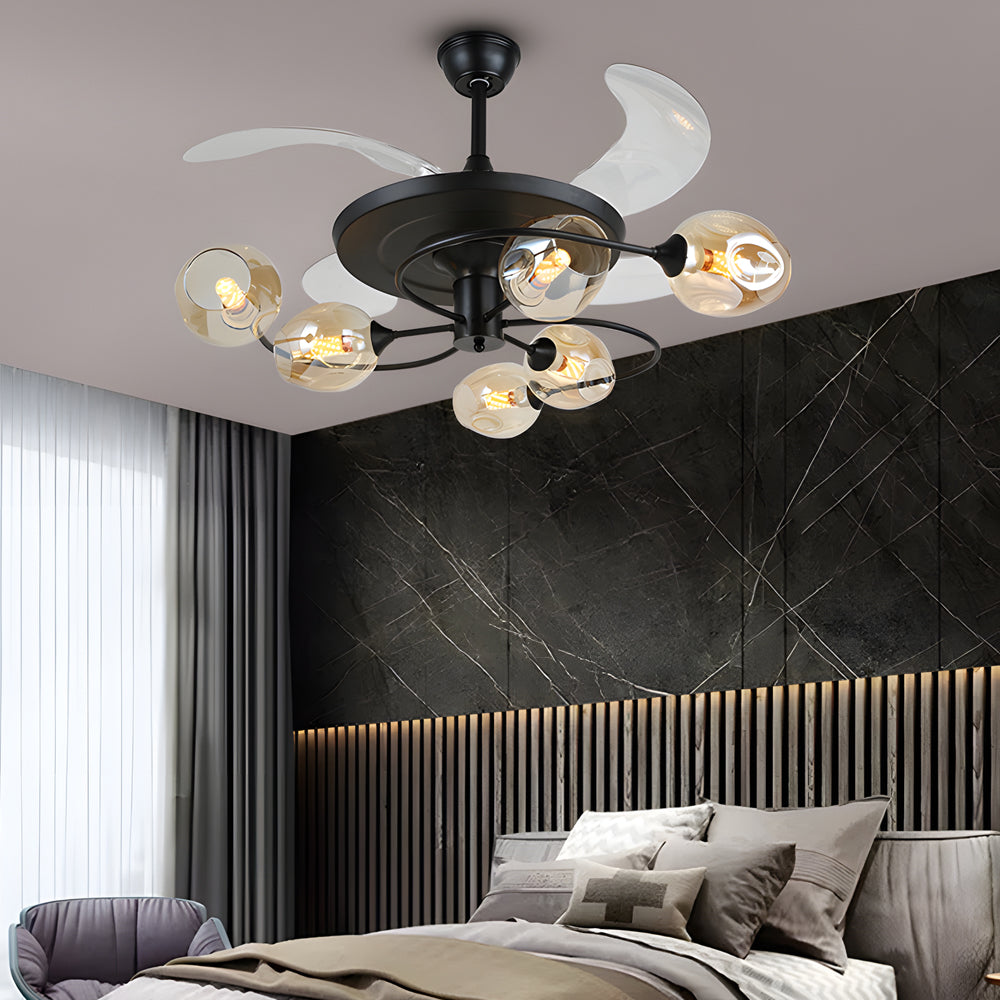 41" 4-Blade 6/8-Light Glass Shade Ceiling Fan with Remote