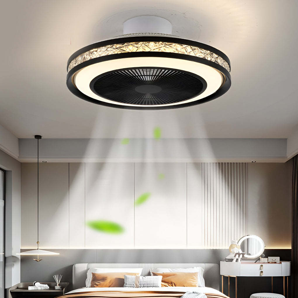 Nordic Minimalist Stepless Dimming Bladeless Ceiling Fan — black