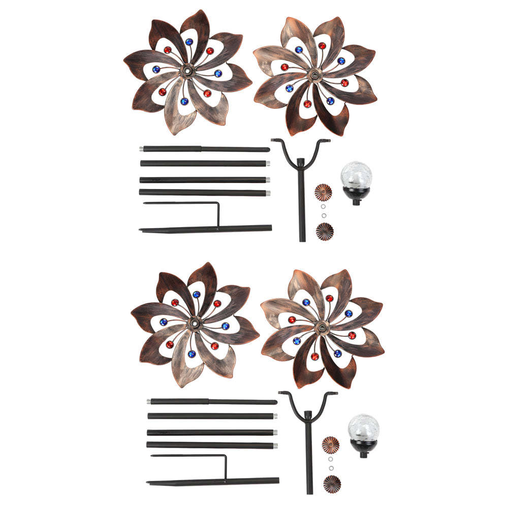 Vintage Iron Wind Spinner Garden Stake Lights - 2-Pack Solar Pathway Decor-Lighom