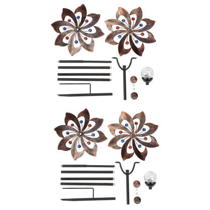 Vintage Iron Wind Spinner Garden Stake Lights - 2-Pack Solar Pathway Decor-Lighom